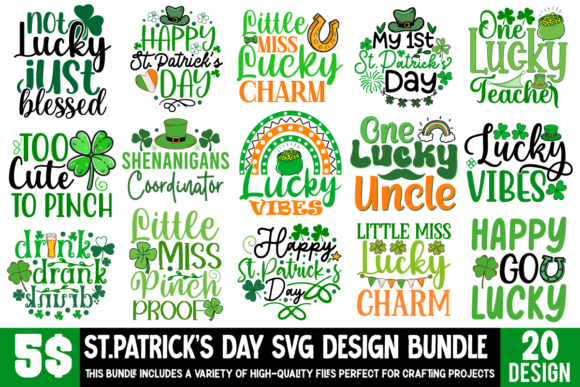 20 St. Patrick’s Day SVG Bundle for Crafts and Graphics