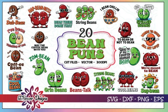 Bean Puns SVG Bundle for Crafts and Graphics