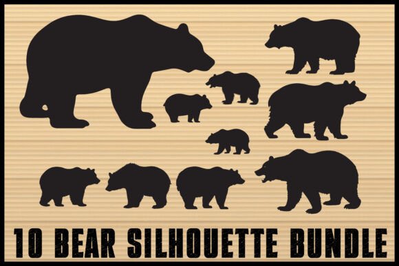 Bear Silhouette Vector Clipart Set for Crafts and Graphics