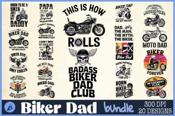 Biker Dad SVG Bundle for Crafts and Graphics