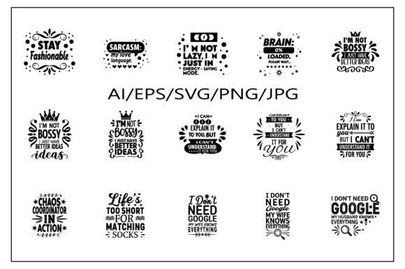 Funny Quotes SVG Bundle for Crafts and Graphics