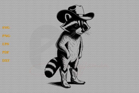 Raccoon with Cowboy Hat Western SVG PNG for Graphics and Crafts