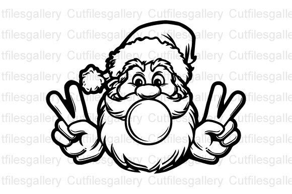 Santa Blowing Bubble Gum SVG for Crafts and Graphics