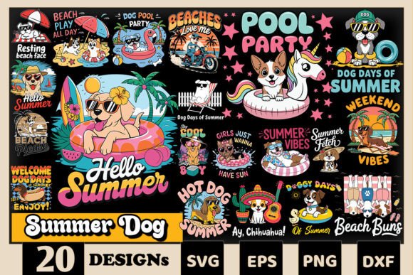 Summer Dog SVG Bundle for Graphics and Crafts