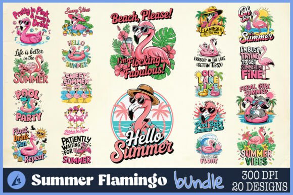 Summer Flamingo SVG Bundle for Crafts and Graphics