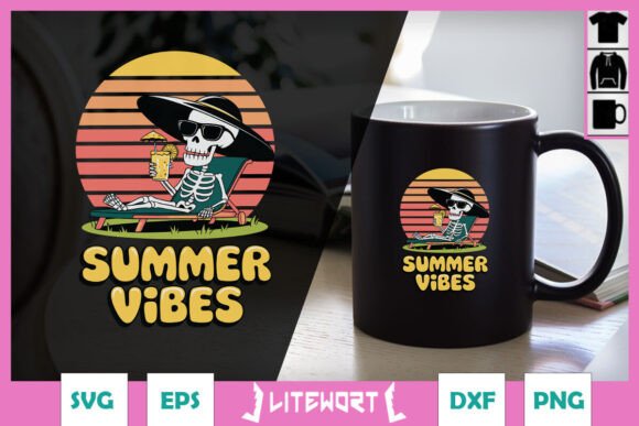 Summer Vibes Skeleton Funny Beach Graphics for Crafts