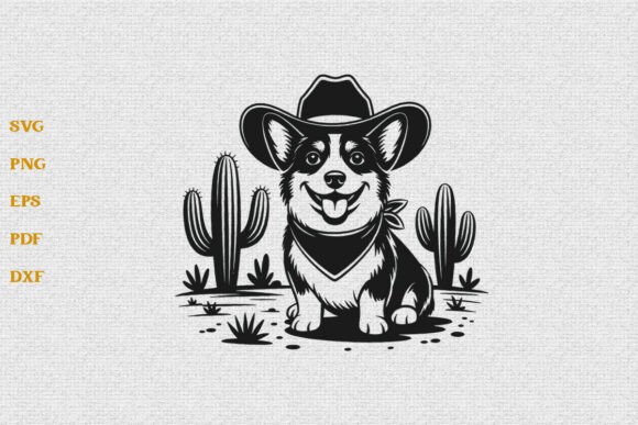 Western Cowboy Corgi SVG for Crafts and Graphics